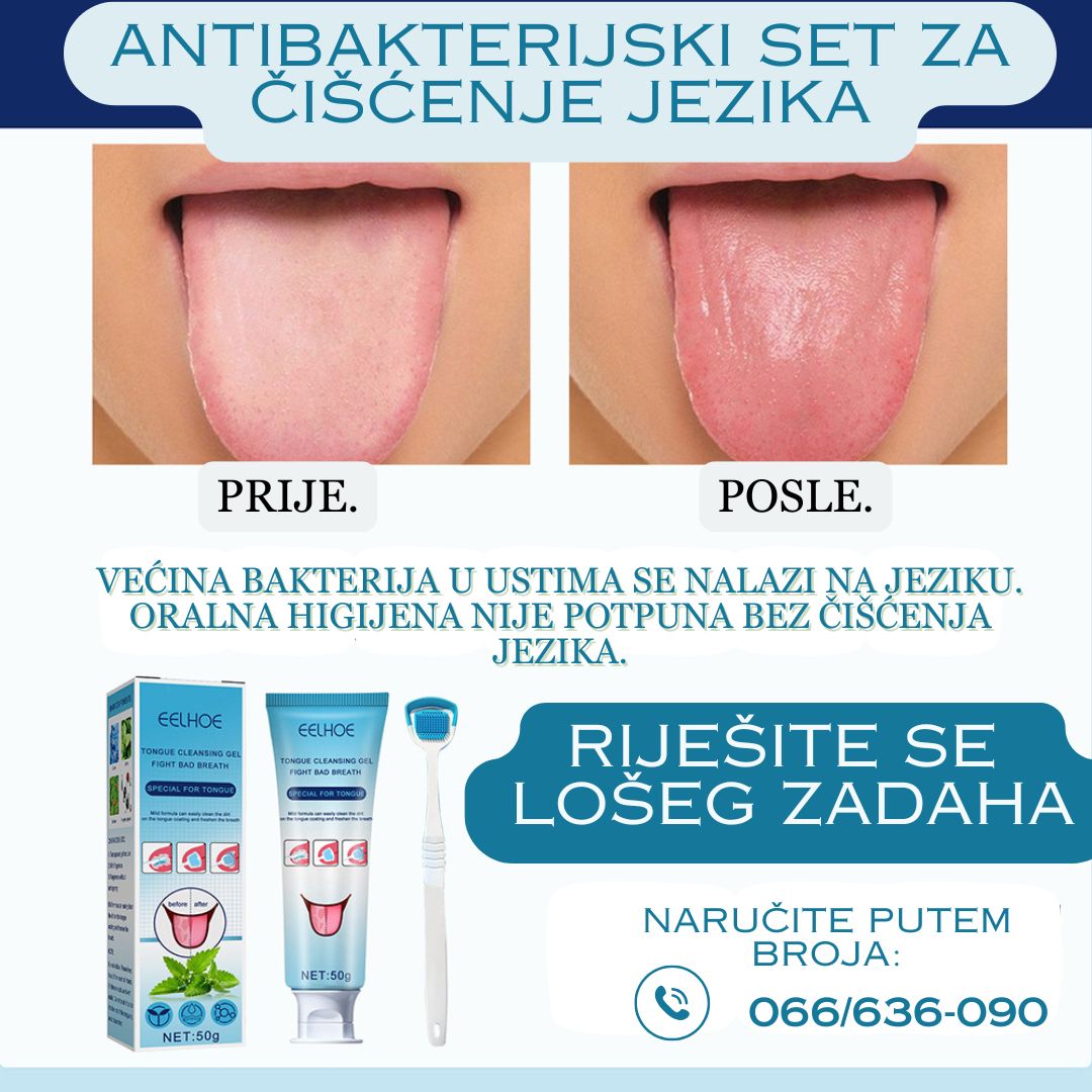 Antibakterijski Set Za Čišćenje Jezika Pasta+Četkica