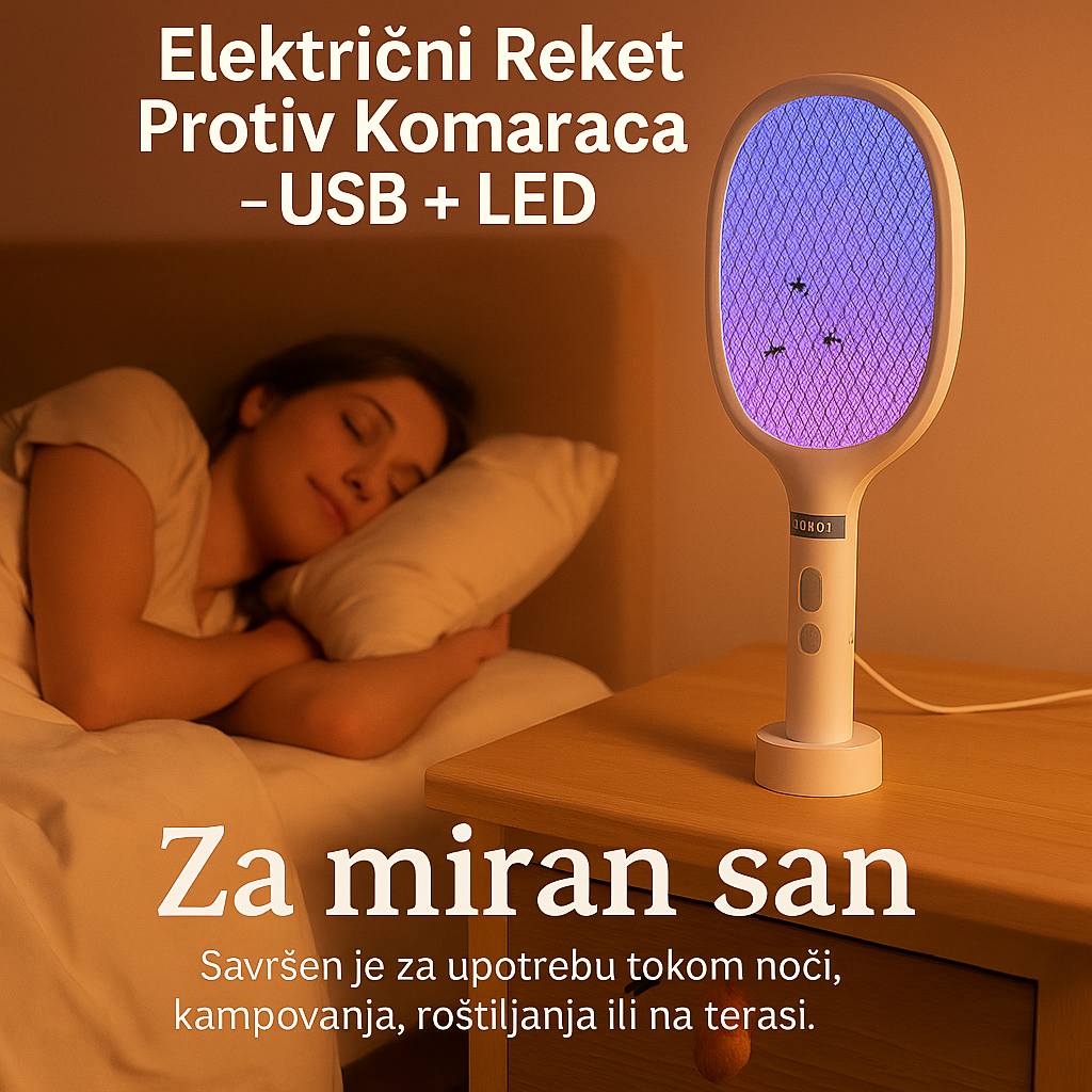 Električni Reket Protiv Komaraca - USB + LED