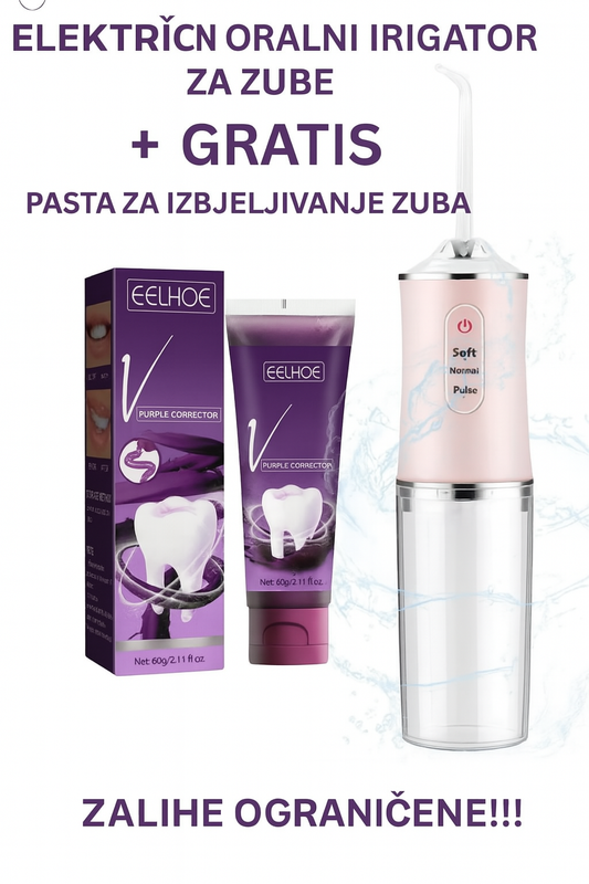 Električni Oralni Irigator za Zube + GRATIS Pasta Za IZBJELJIVANJE Zuba