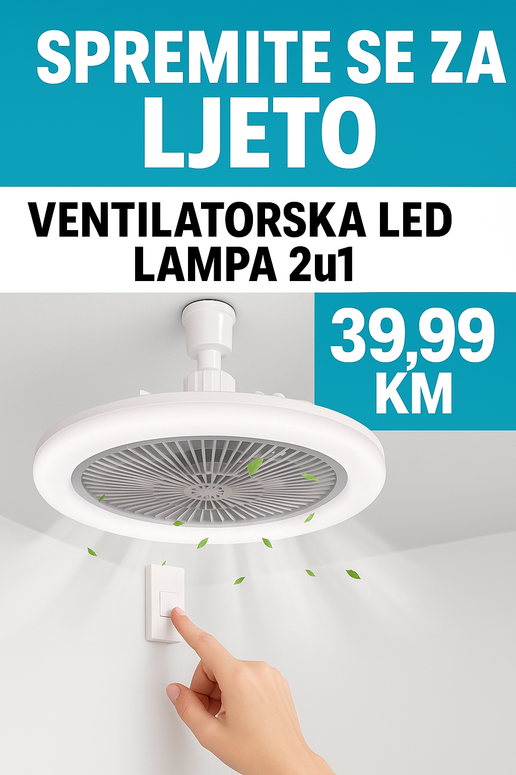 2u1 LED Luster i Ventilator 40w