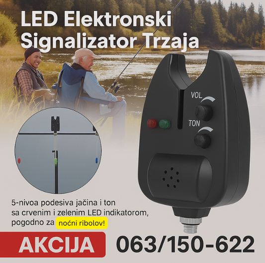 LED Elektronski Signalizator Trzaja za Pecanje - ALARM