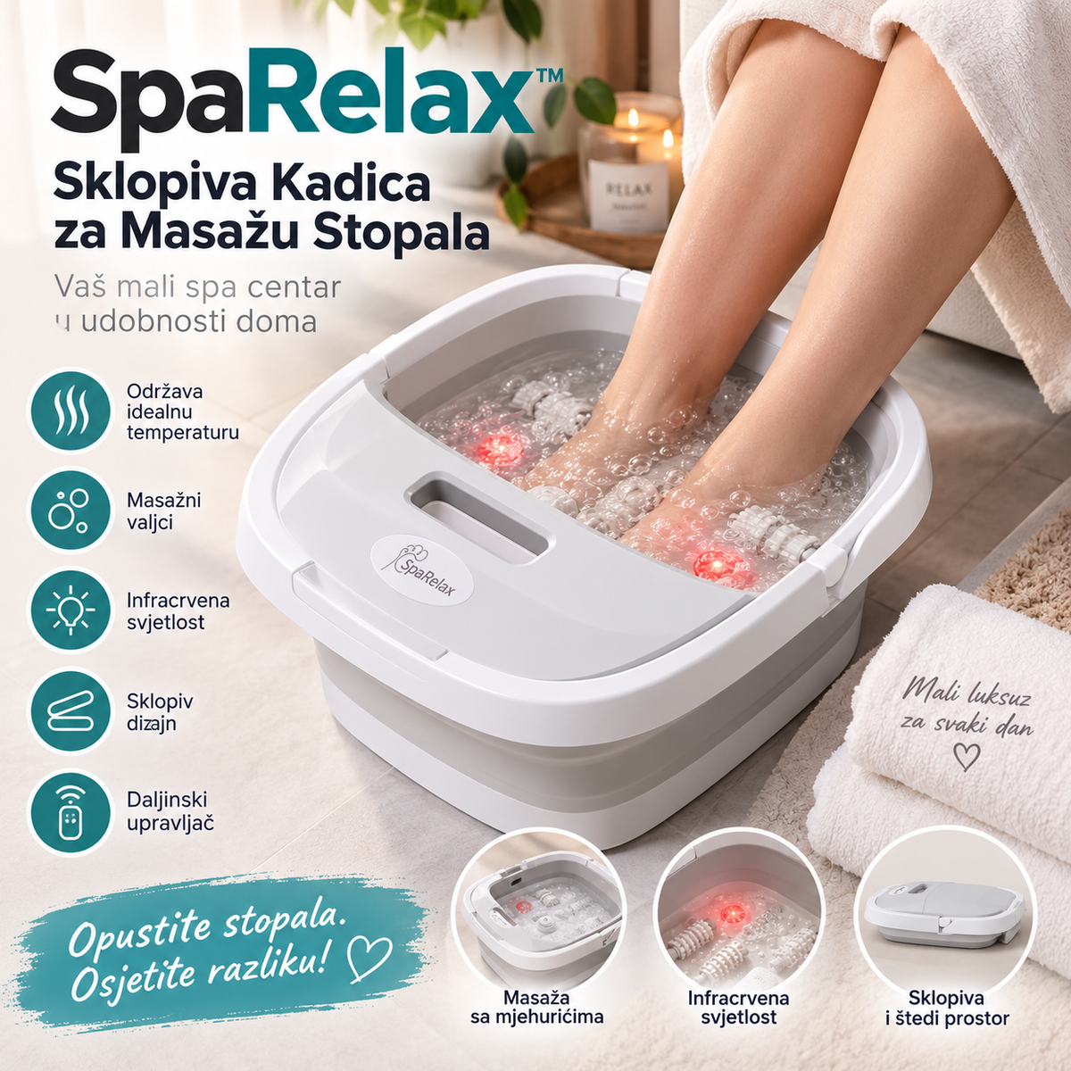 SpaRelax-Sklopiva Kadica za Masažu Stopala