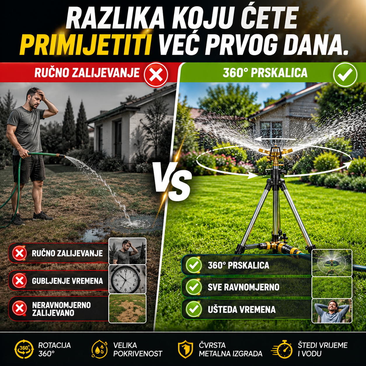 360° Rotirajuća Prskalica sa Tronošcem za Navodnjavanje