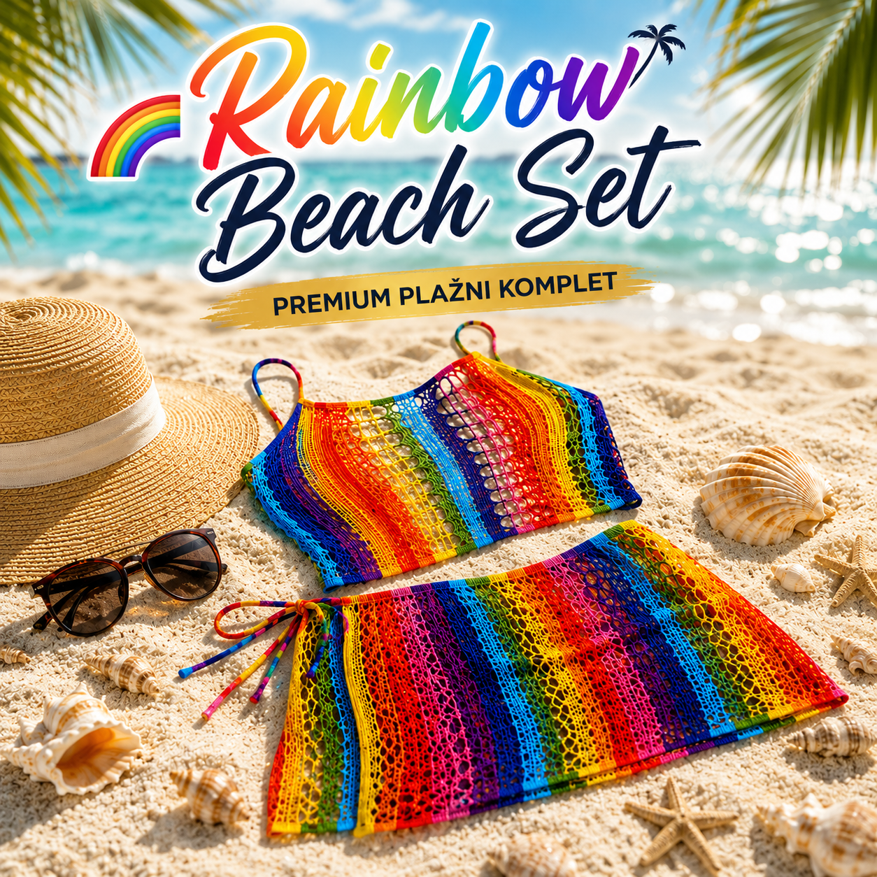 🌴 Rainbow Beach Set – Premium Plažni Komplet