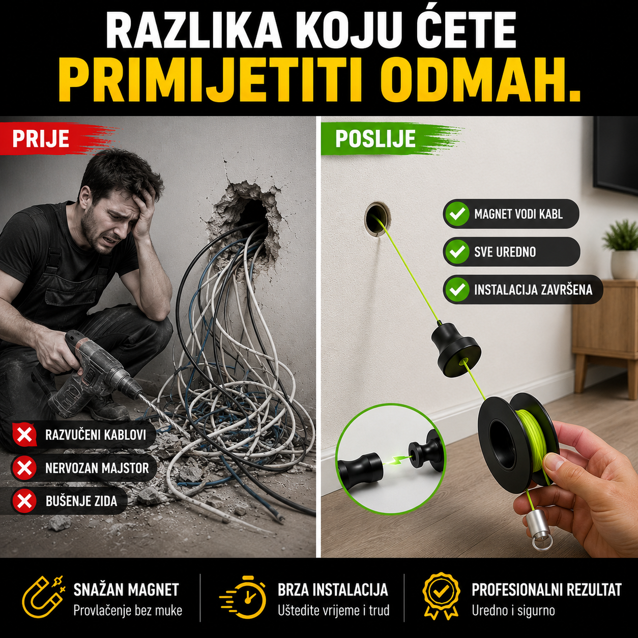Magnetni Alat za Provlačenje Kablova