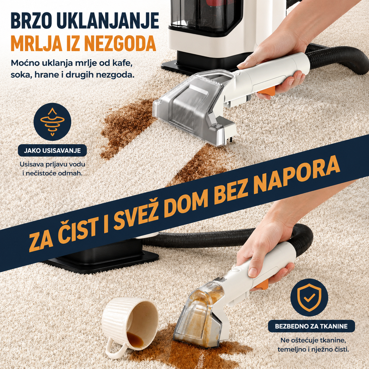 Profesionalni Dubinski Usisivač za Tepihe i Namještaj