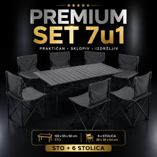 Premium Baštenski Set Sto + 6 Stolica