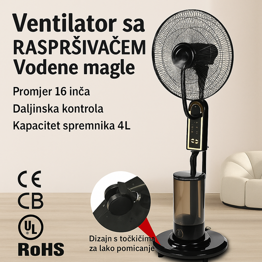 Ventilator sa RASPRŠIVAČEM Vodene Magle