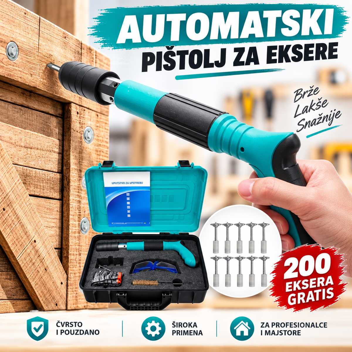 Automatski Pištolj Za Eksere + 200 EKSERA GRATIS