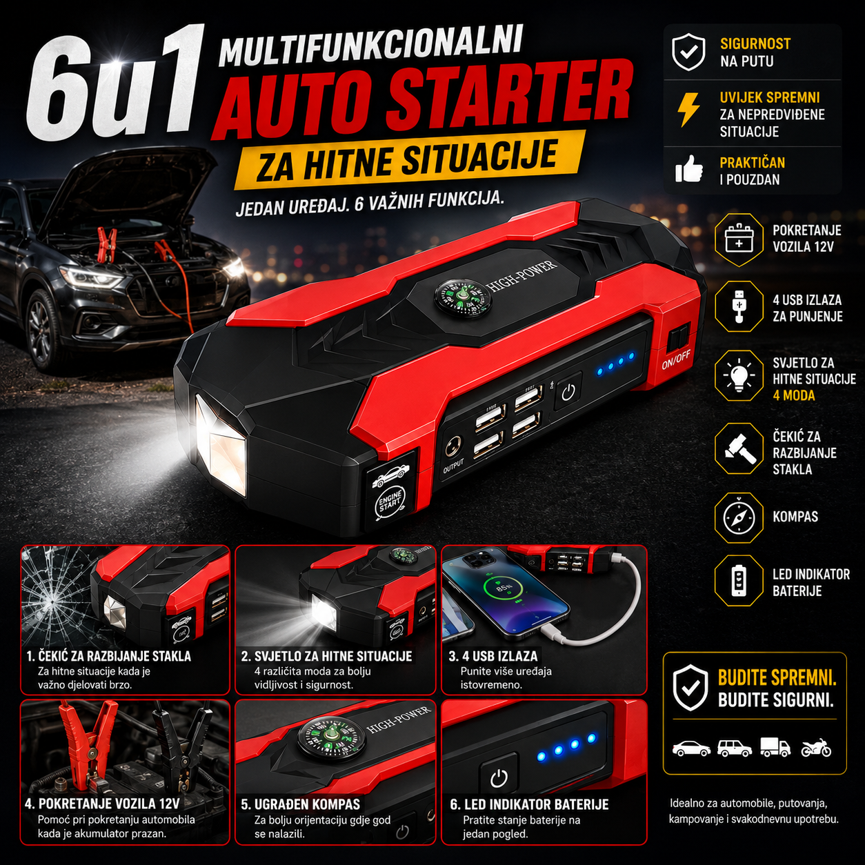 6u1 – Multifunkcionalni Auto Starter za Hitne Situacije