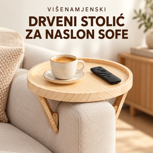 Višenamjenski Drveni Stolić za Naslon Sofe