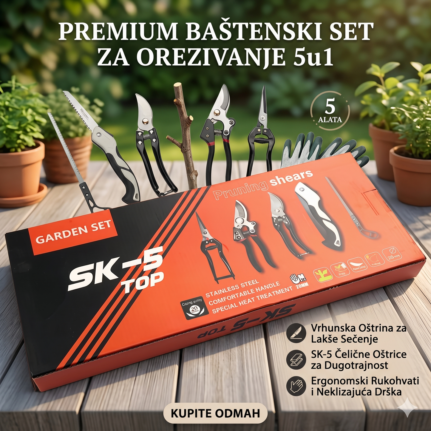 Baštenski Set za Orezivanje 5u1