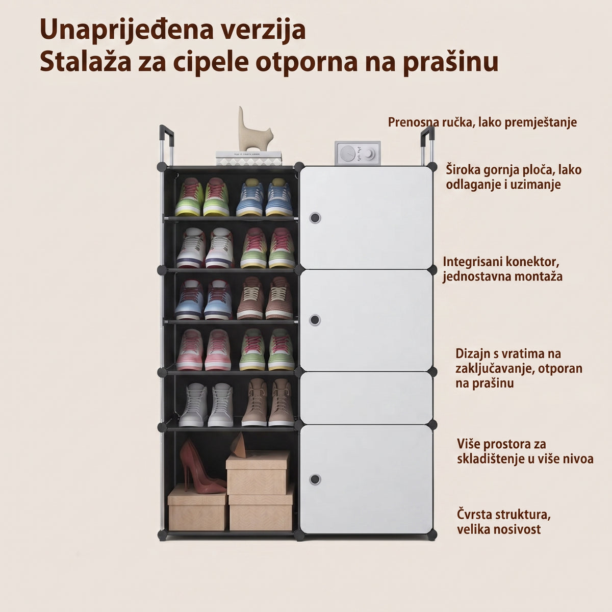 Veliki Organizator za Obuću + Transparentna Vrata + Ventilacija