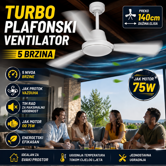 TURBO Plafonski Ventilator - 5 BRZINA