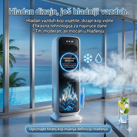 Premium 5-u-1 Pametni Klimatizacioni Toranj sa Efektom Kamina