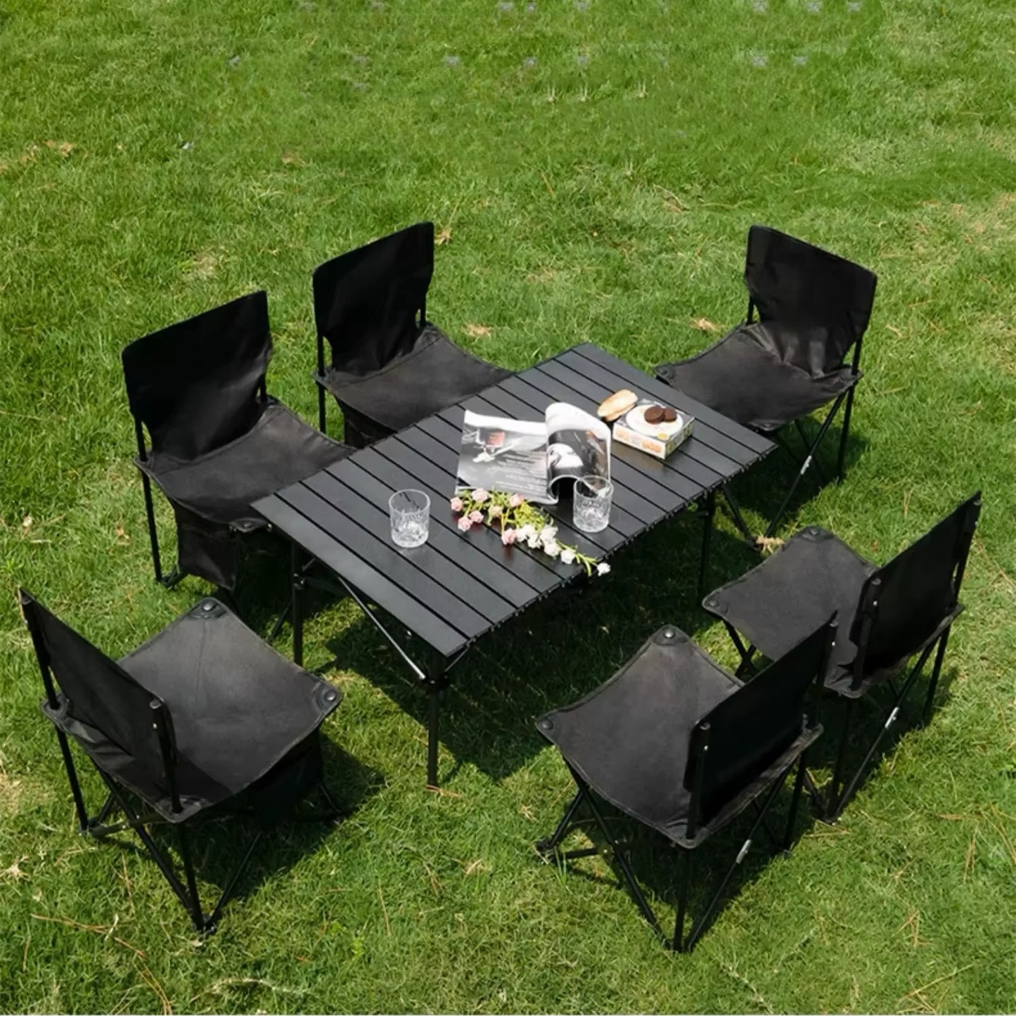Premium Sklopivi Set 120 cm – Sto + 6 Stolica