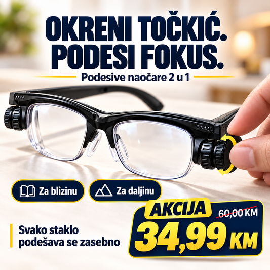 Podesive Dioptrijske Naočare 2 u 1 - Za Blizinu i Daljinu