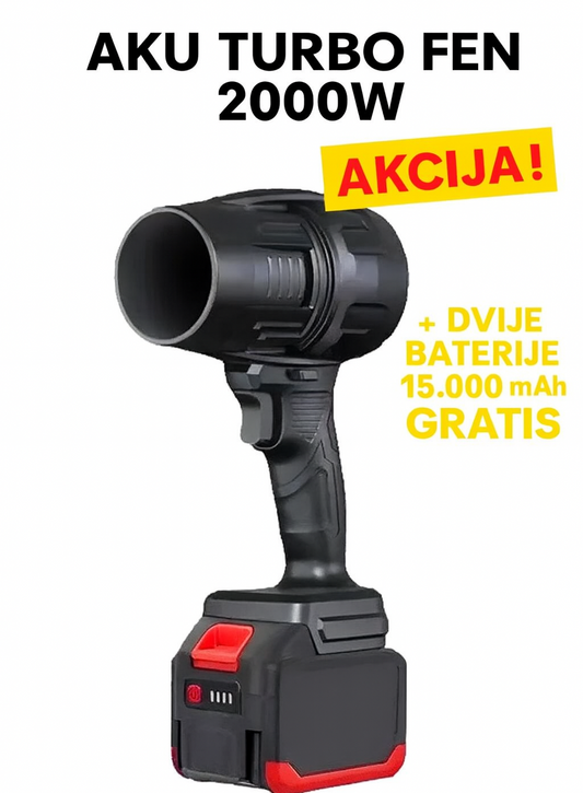 Aku Turbo Fen 2000W + DVIJE Baterije 15.000 mAh Gratis