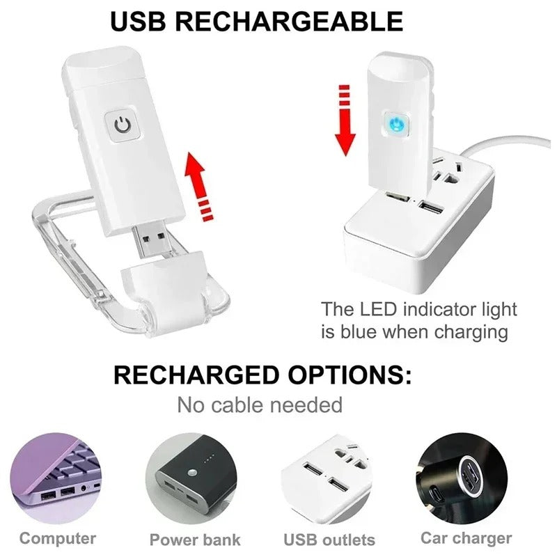 Prenosiva LED Lampa za Čitanje sa Štipaljkom i USB Punjenjem