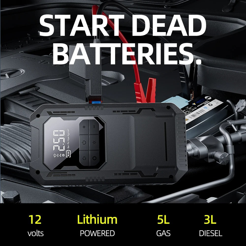 SafeDrive 2500A – 4u1 Starter + Kompresor + PowerBank + Lampa